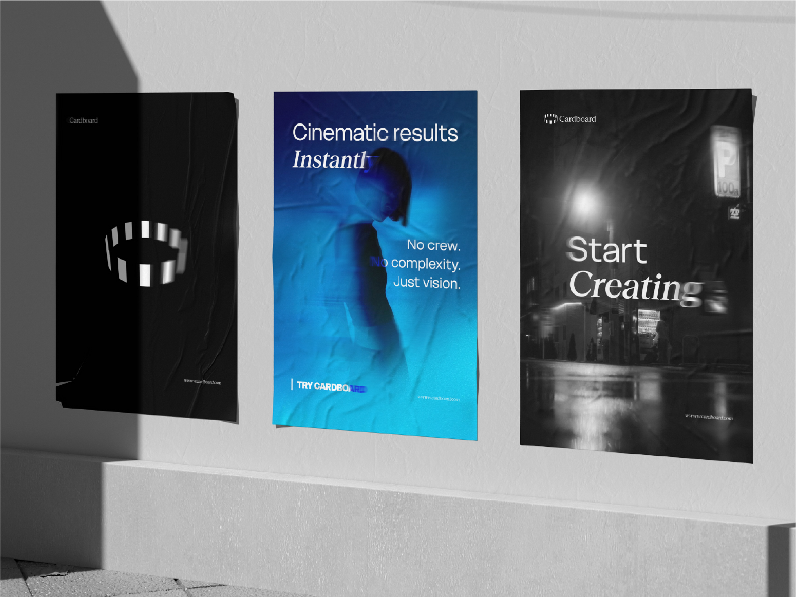 Cardboard — poster series mockup on wall