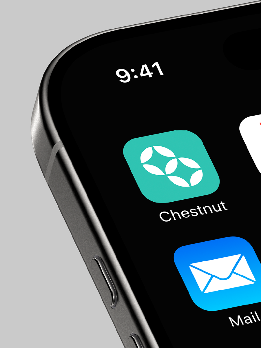 Chestnut — app icon mockup on phone